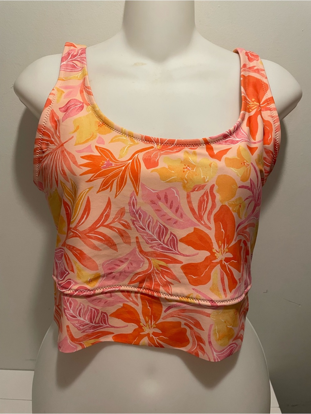 Old Navy Brand Women's size Medium Longline Matte Scoop Neck Bikini Top Pink